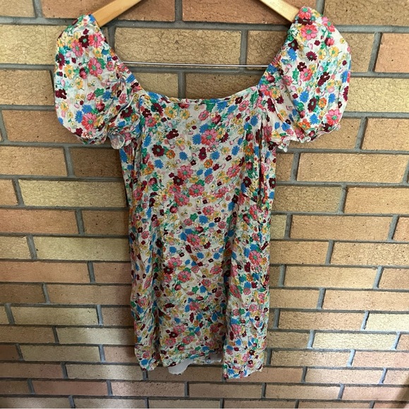 The Andamane Daisy Mini Dress Size Small Floral Puff Sleeve Bodycon RTR - Picture 7 of 10